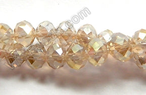 Light Champ. Crystal Qtz AB Coated  -  Faceted Rondel   16"     4x6mm