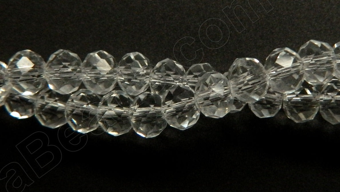 Clear Crystal Qtz  -  Faceted Rondel  16"