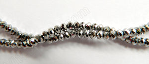 Silver Metallic Crystal Quartz  -  Faceted Rondel