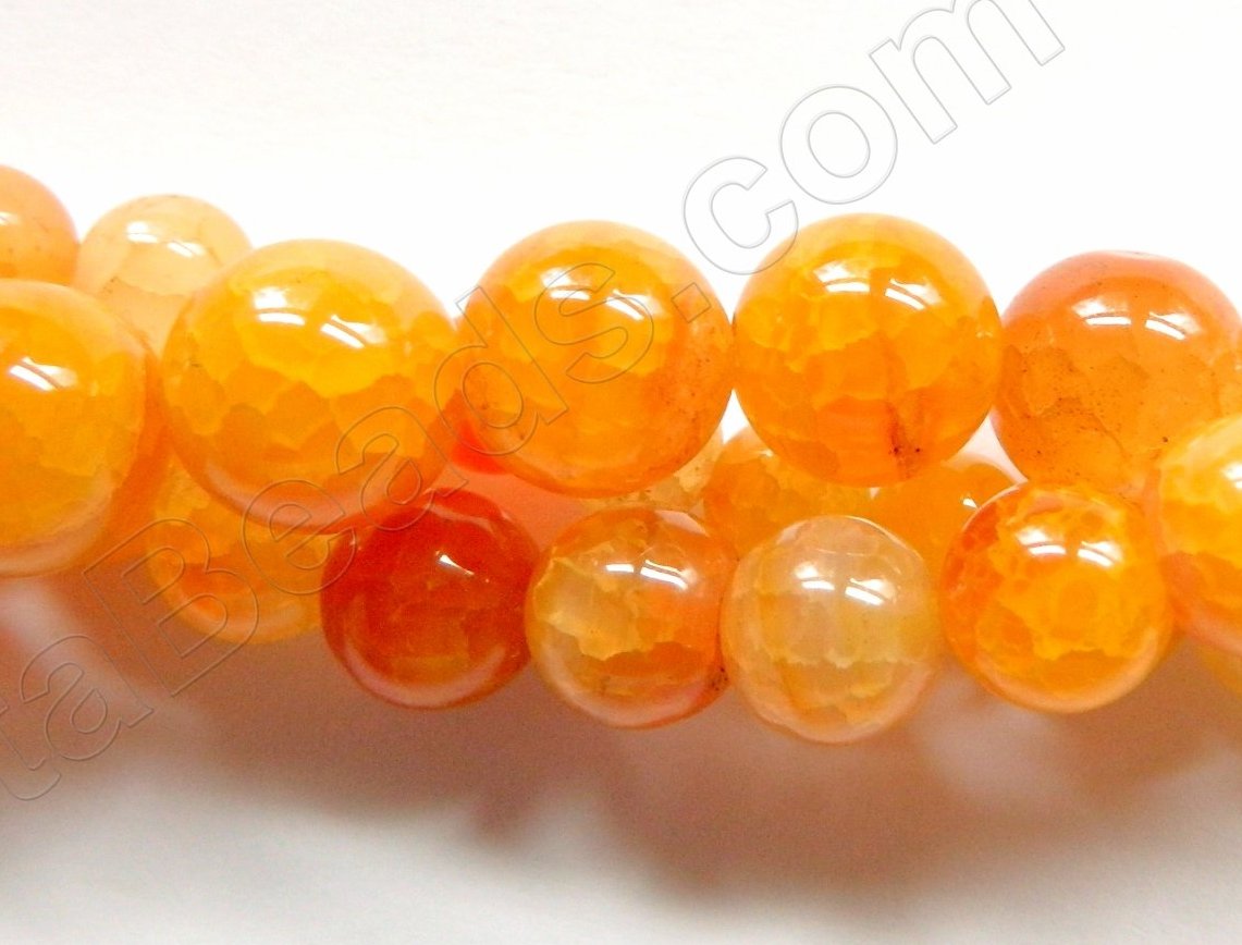 Orange Yellow Fire Agate -  Smooth Round Beads  16"     12 mm