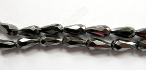 Hematite  -  Faceted Drops Horizontally Drilled  16"