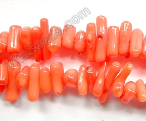 Peach Coral -  Side Drilled Sticks 16"    8 - 14 mm