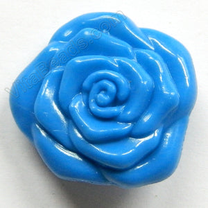 Double Side Carved Rose Pendant Synthetic Blue Stone