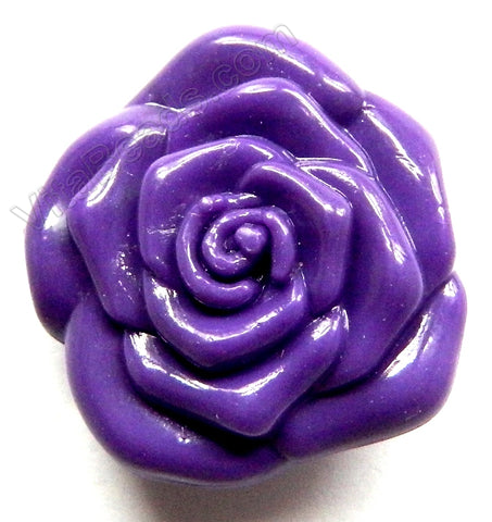 Double Side Carved Rose Pendant Synthetic Purple Stone