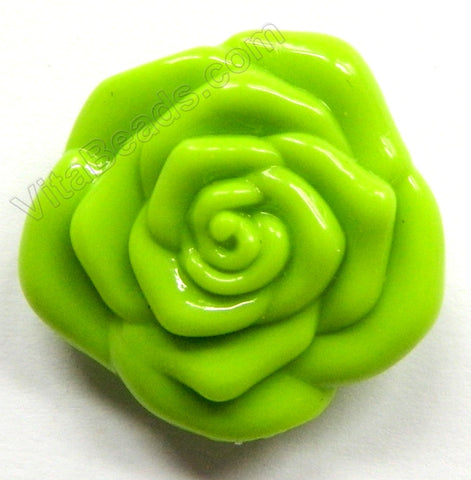 Double Side Carved Rose Pendant Synthetic Green Stone