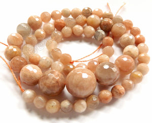 Pink Moonstone     Faceted Round Necklace 18" no clasps