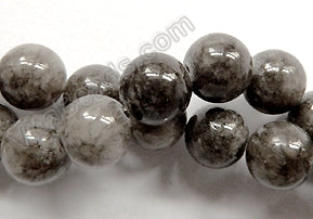 Grey Mashan Jade  -  Smooth Round Beads 15"