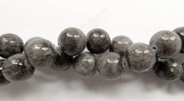 Grey Mashan Jade  -  Smooth Round Beads 15"