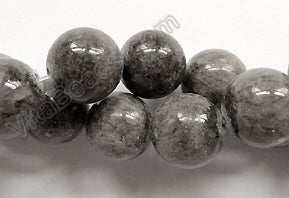 Grey Mashan Jade  -  Smooth Round Beads 15"