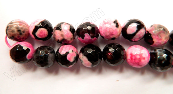 Black Pink Fire Agate  -  Faceted Round  16"