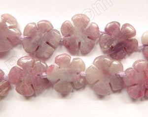 Lilac Stone, Purple Aventurine  -  Carved 5 Petal Flower Strand  16"