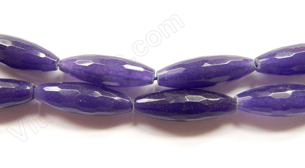 Dark Purple Jade  -  Faceted Long Rice 16"