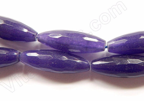 Dark Purple Jade  -  Faceted Long Rice 16"