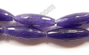 Dark Purple Jade  -  Faceted Long Rice 16"