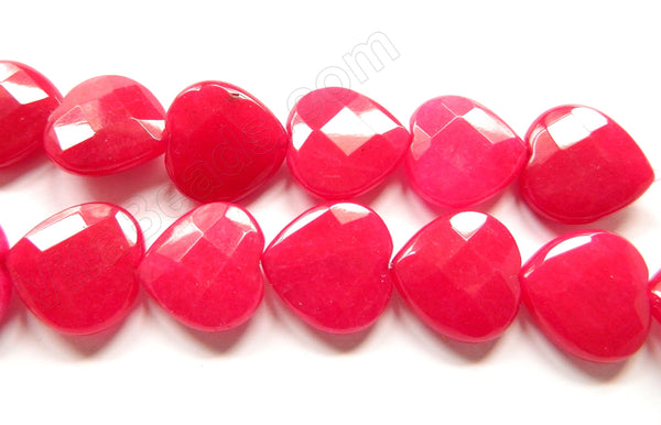 Cherry Red Jade  -  Faceted Heart  16"