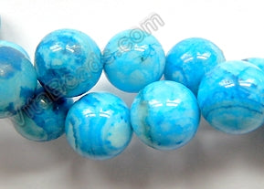 Blue Crazy Lace Agate  -  Smooth Round Beads  16"
