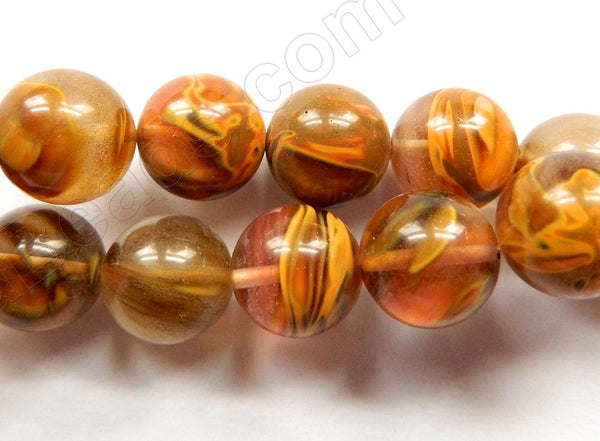 Yellow Cherry Quartz  -  Smooth Round Beads 16"     12 mm