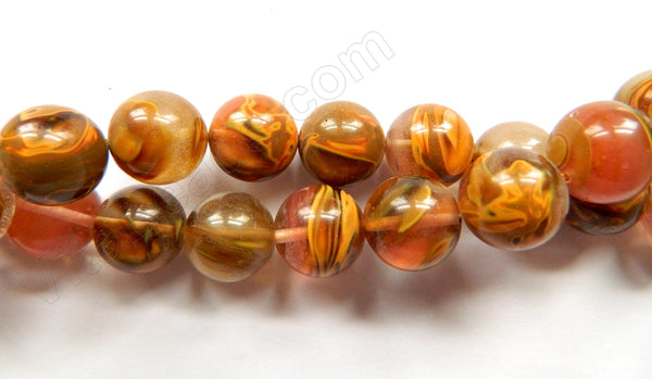 Yellow Cherry Quartz  -  Smooth Round Beads 16"     12 mm