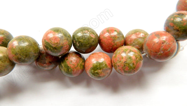 Unakite  -  Big Smooth Round Beads 16"