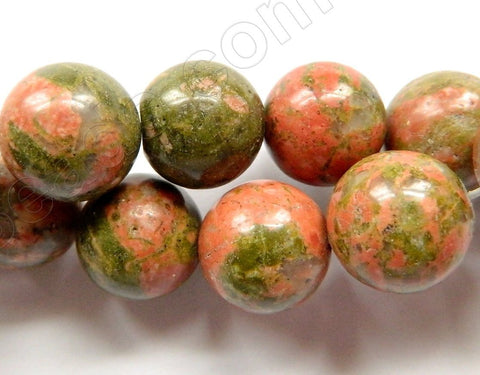 Unakite  -  Big Smooth Round Beads 16"