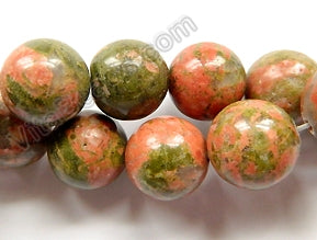 Unakite  -  Big Smooth Round Beads 16"