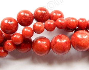 Red SpongeCoral  -  Smooth Round Beads  16"