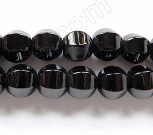 Black Onyx AAA  -  6 Side Lantern Beads 16"