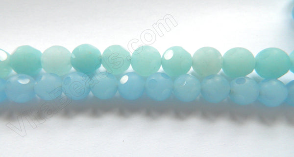 Frosted Aquamarine Jade  -  Faceted Dot Round 16"