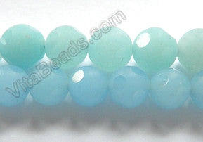 Frosted Aquamarine Jade  -  Faceted Dot Round 16"