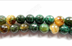 Moss Green Fire Agate  -  Faceted Round 16"