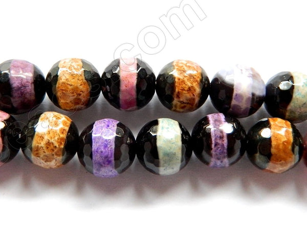 DZi Agate w Colored Line -  Faceted Round  16"