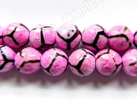 Fuchsia DZi Agate w Web Line -  Faceted Round  16"