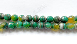 Green Yellow Sardonix Agate  -  Faceted Round  15"
