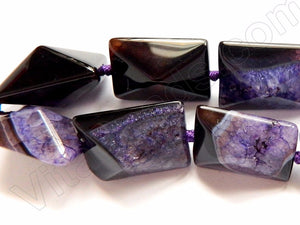 Black Purple Fire Agate  -  Double Side Pyramid, Faceted Rectangle 16"