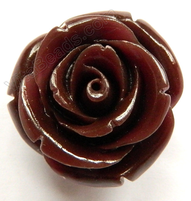 Carved Small Rose Pendant Dark Coffee Qtz