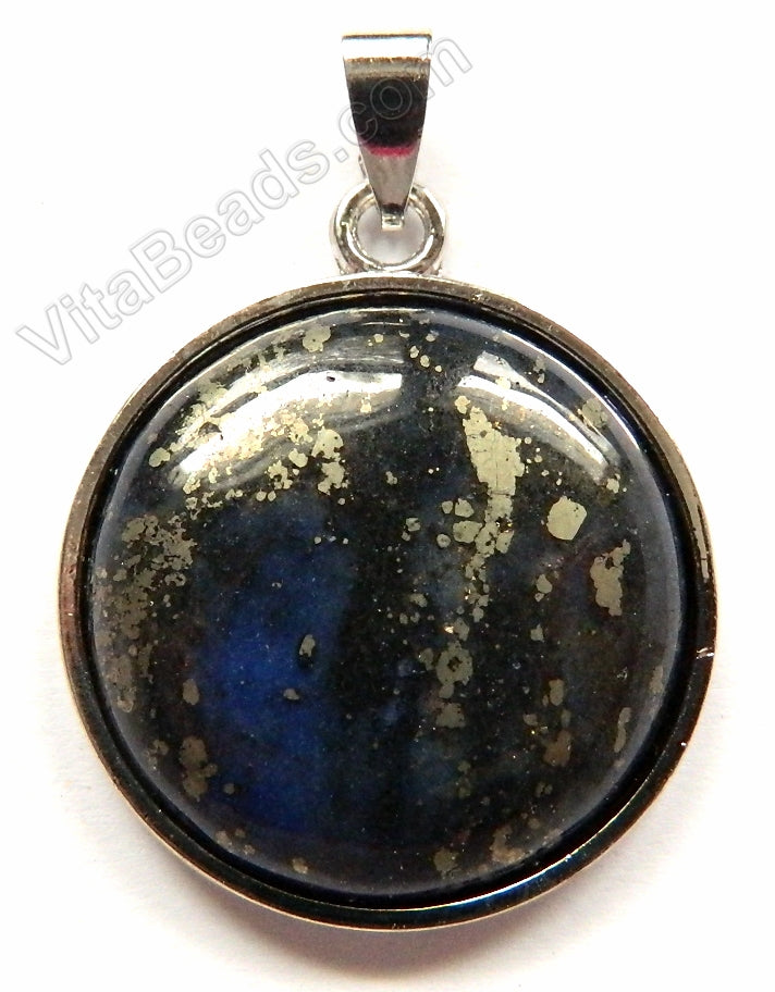 Dark Lapis Lazuli  -  Smooth Round Pendant w/ Bail