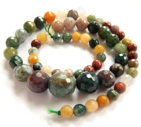 Fancy Jasper w/ Yellow  -  Graduated Faceted Round 16"