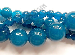 London Blue Jade  -  Smooth Round Beads 16"