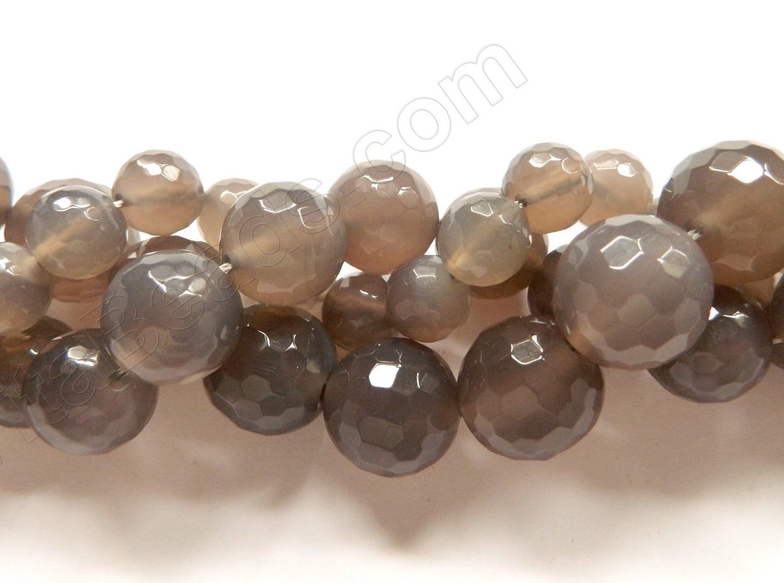 Dark Grey Agate  -  Faceted Round