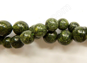 Dark Russian Jade  -  Smooth Round Beads 16"