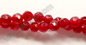 Cherry Red Jade  -  Faceted Round  16"