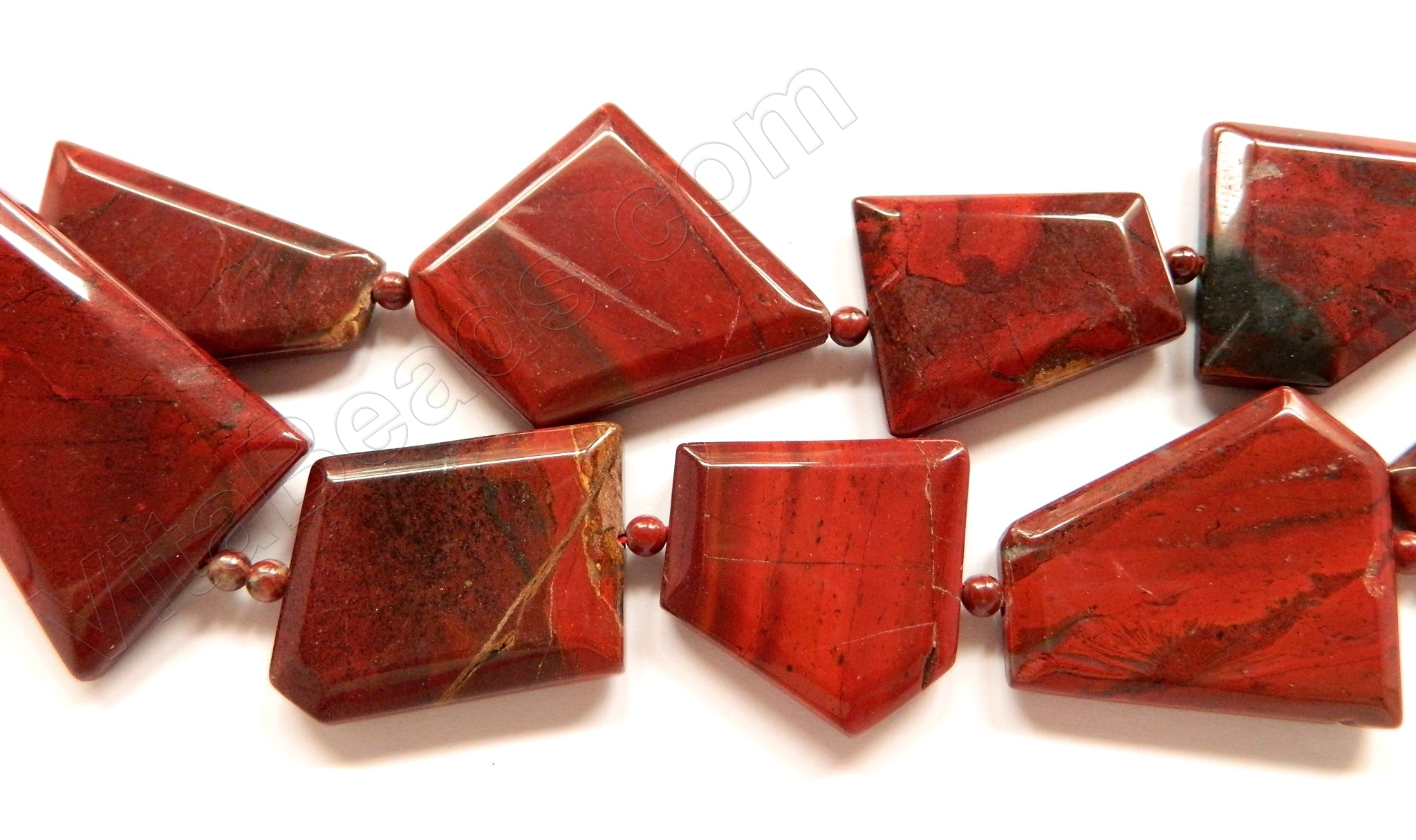 Poppy Jasper  -  Irregular Faceted Flat  16"