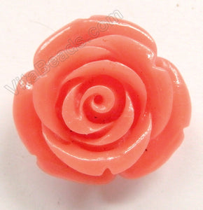 Carved Small Rose Pendant Synthetic Pink Coral