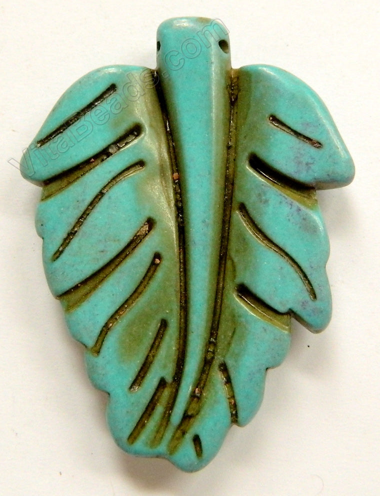 Synthetic Turquoise  - Blue Leaf Pendant