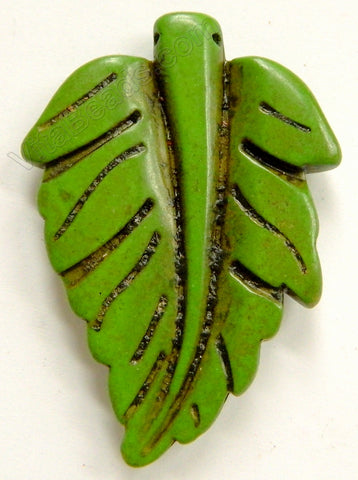 Synthetic Turquoise  - Green Leaf Pendant