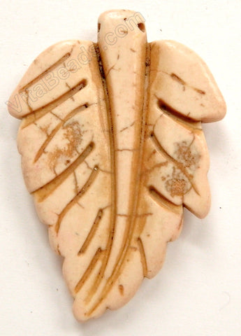 Synthetic Turquoise - Ivory Leaf Pendant