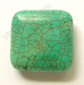 Pendant - Smooth Square Green Crack Turquoise