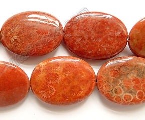 Red FossilCoral  -  Big Puff Ovals  16"