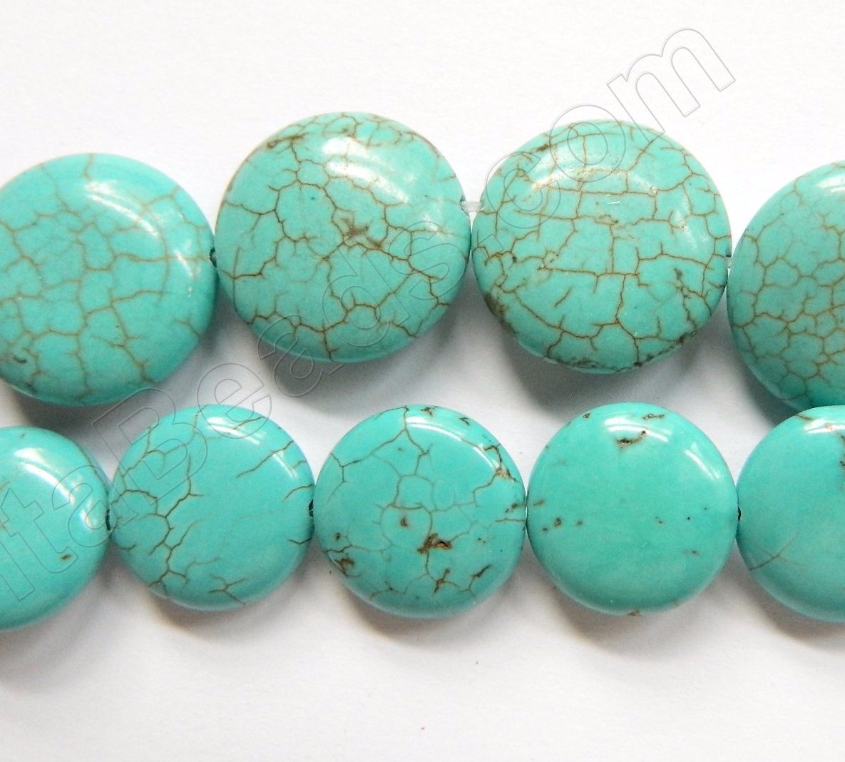 Cracked Chinese Turquoise  -  Puff Coins  16"