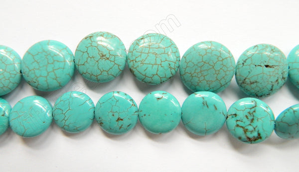 Cracked Chinese Turquoise  -  Puff Coins  16"